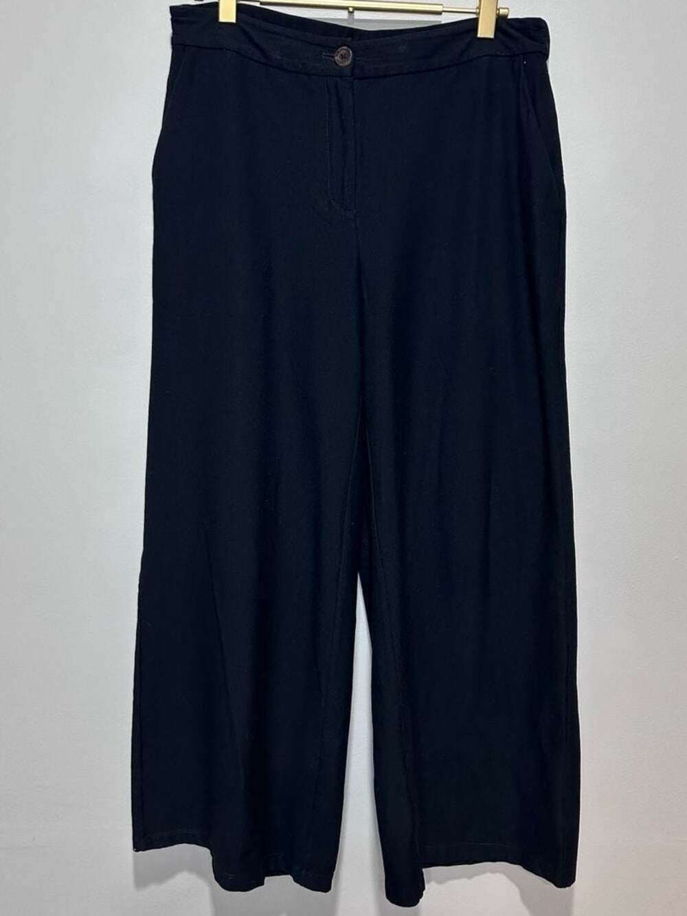 Eileen Fisher Black Washable Stretch Viscose Wide Leg Pants Size 4
